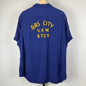 RARE 1960s Loop Collar Chain Stitch Gas City Rockabilly Rayon Nat Nast XL Shirt